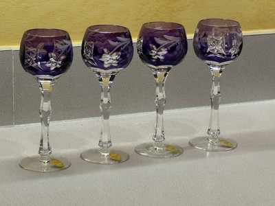 Amethyst Purple Cut-to-Clear.Grapes Lead Crystal.Bleikristall 5 3/4 inch GERMANY