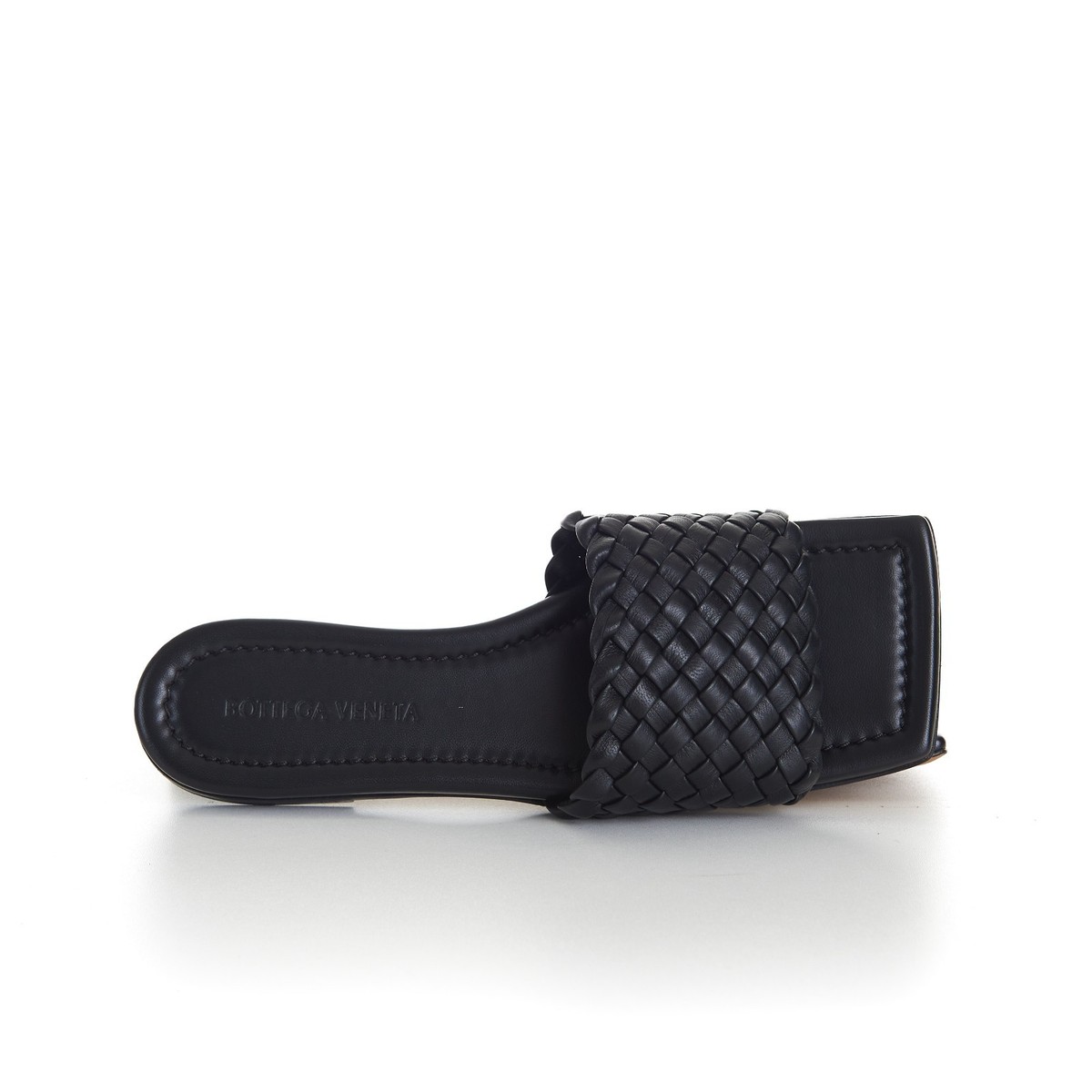 BOTTEGA VENETA 855$ Slide Sandals - Squared Toe, Flat Black Woven