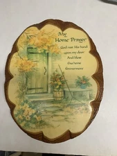 Vintage Decoupage Wood Wall Plaque Home Prayer Praise Motto! Wall Hanging