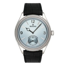 Rolex 1908 Ice Blue Dial Platinum Mens Watch Box Papers