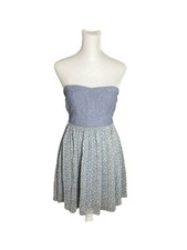 Windsor Size 3 Blue Floral Print Strapless Sundress
