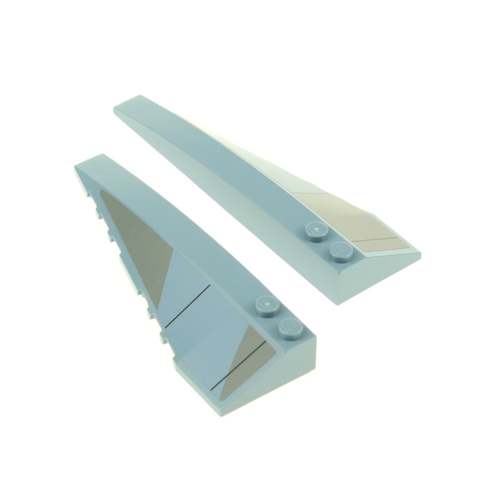 2x LEGO Wedge Brick 10x3 Sand Blue Right Left Pattern SW 50956pb021 50955pb021