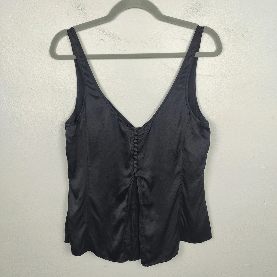 Vintage Y2K Elle Macpherson Intimates Silk Tank Top Womens Medum Black Lace - Image 4 of 4