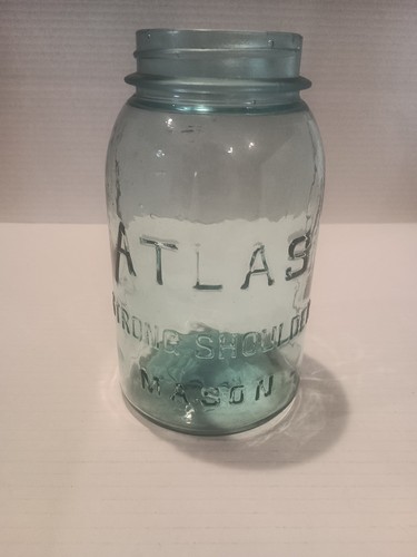 VTG Quart #8 Atlas Strong Shoulder Mason Jar