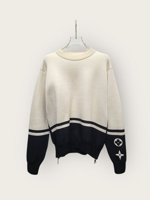 Louis Vuitton Monogram Block Strickpullover mit goldenem Reißverschluss 156684065 [U]