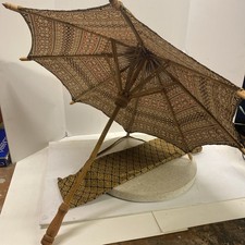 Vintage Thai Bamboo Parasol Approx 30  Wide 29  Long
