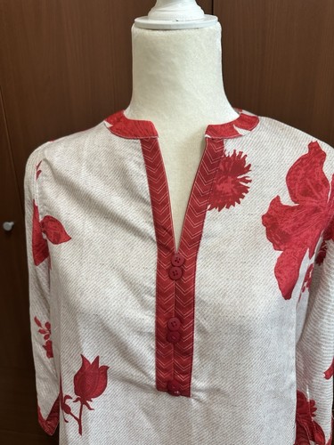 Coord lounge set NWT Womens Sana Safinaz Red Floral Sz S-M Loose fitting Pajama - Picture 3 of 13