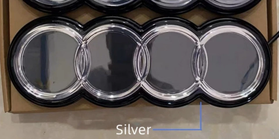 Emblema de parrilla delantera LED dinámico cromado negro iluminado para Audi Q3 Q5 Q7 Foto 3 de 4