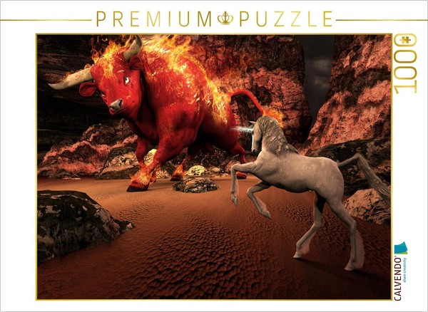 Calvendo Puzzle Red Bull | 1000 Pieces, Finished Size 25.2 × 18.9 In (64 × 48 Cm-image