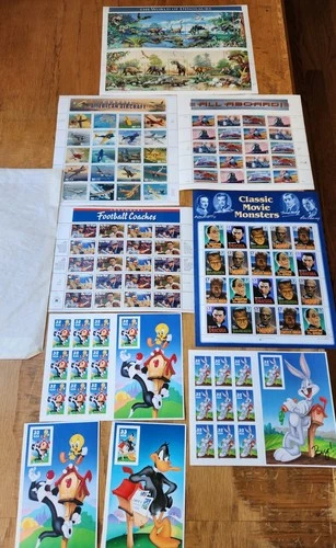 US Stamp Lot Collection VINTAGE Full Sheets Stamps 100+