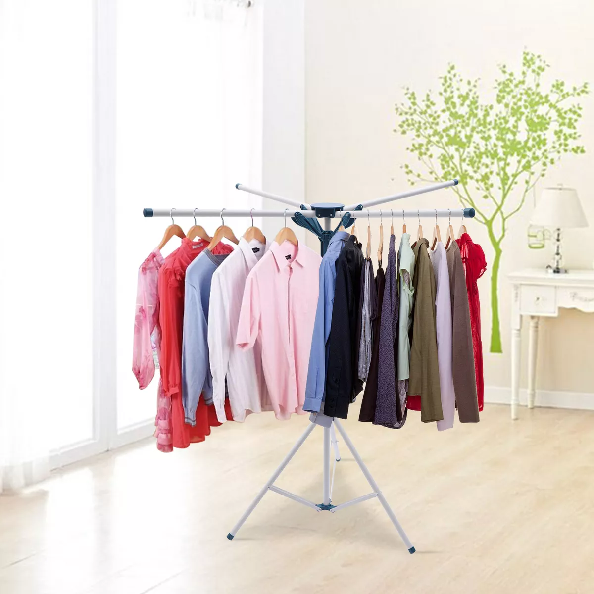 Small Wooden Clothes Drying Rack-Folding, Heavy Duty, Free  Standing-Portable Garment Laundry Dryer-Collapsible Indoor/Outdoor Clothing  Hanging Racks