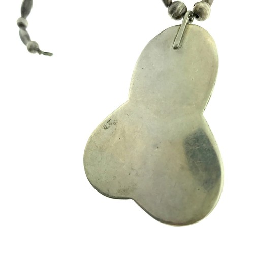 Navajo Sterling Silver Turquoise Handmade Kachina Pendant on Beaded Necklace - Picture 4 of 5