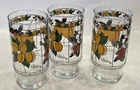 3 Vintage Anchor Hocking 6" Glasses Tumblers by  Hildi Nectarine Fruit Blossoms