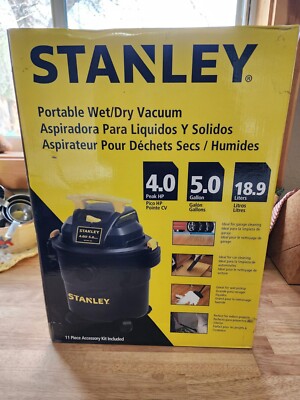 Stanley 5-Gallon 4 HP Wet/Dry Portable Vacuum New in Box 11-Piece Acces Kit