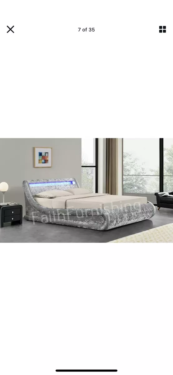 Velvet bed with led lights deals
