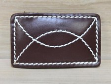 Vintage Brown Leather with White Stitching Belt Buckle