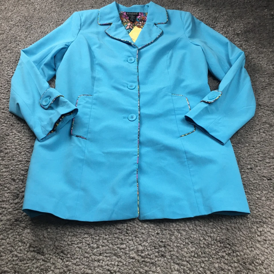 Dialogue Mujer Pantalones Traje Talla 10 Azul Forrado Bolsillos Abotonados Cuello Muescas Nuevo con Etiquetas Foto 2 de 4