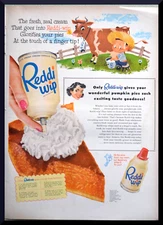 1953 Dairy Whipped Cream Topping Vintage Print Ad 50s Reddi Wip Pumpkin Pie