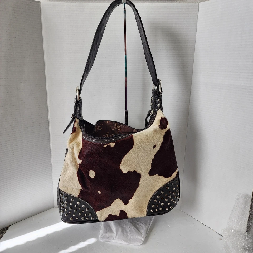 Bolso de Hombro AMERICAN WEST Piel de Vaca Tachuelas de Pelo Acento Múltiples Bolsillos De Colección Nuevo con Etiquetas Foto 2 de 4