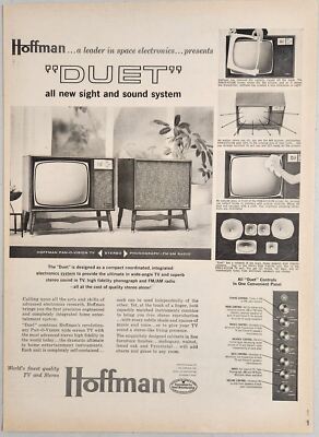 1959 Print Ad Hoffman Duet Pan-O-Vision TV Set & Stereo Phonograph Record Player