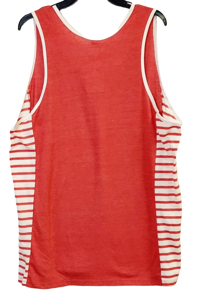 Camiseta sin mangas Alternative Apparel roja marina ecológica panel lateral rayas talla 2XL NUEVA Foto 2 de 4
