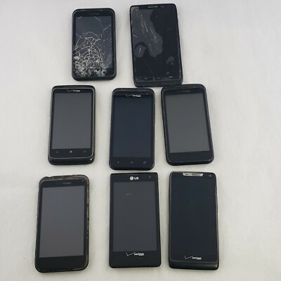 Lot (8) LG HTC Motorola Droid Windows Google Verizon Smart Cell Phone - Untested