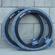 PAIR OF MERRITT BMX PHANTOM BICYCLE TIRE GRAY w/ BLACK 20x2.50" BRANDON BEGIN