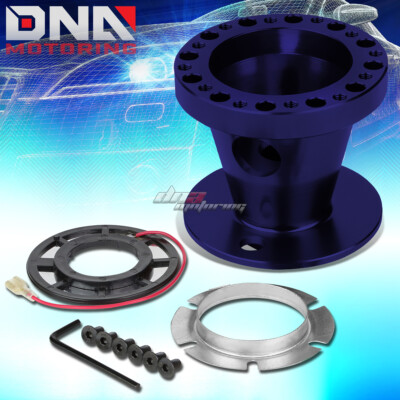 FOR 1G 2G MIT ECLIPSE/LANCER BLUE FULL ALUMINUM STEERING WHEEL HUB ADAPTOR KIT