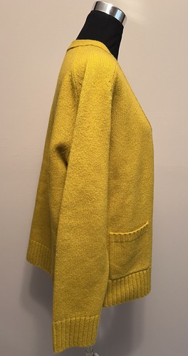$448 NWT Tory Burch Novelty Multi- Button Wool Dark Lemon Cardigan sz L - Picture 9 of 12
