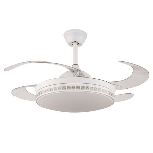 42" Retractable Ceiling Fan w/Light and Remote 3-Color Change LED Chandelier - Picture 28 of 35