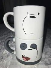 2 WE BARE BEAR Cartoon Network PANDA Face ICE 10oz Stackable MUG Cup KAWAII 3¼"T