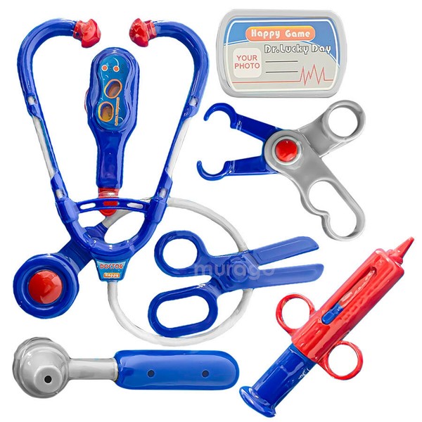 7-Tlg Kinder Arzt Spielzeug ZubehöR Set Doktor Stethoskop Mit Licht Ohne Koffer-image