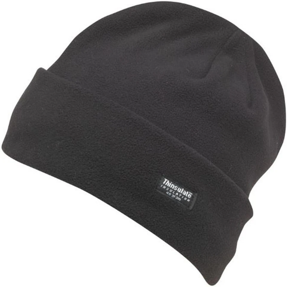 3M Thinsulate Black Polar Fleece Beanie Thermal Lined Warm Winter Cap Hat Ski			 - Image 2 of 4