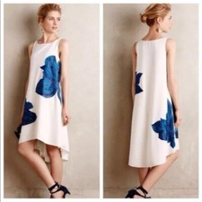 Anthropologie RANNA GILL Bluebell Floral Embroidered Sleeveless Dress Size XSP