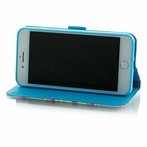 Case for iPhone 7 Plus/iPhone 8 Plus, Premium PU Leather Wallet Flamingo Blue - Image 4 of 4