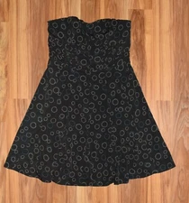 New American Eagle Dress 6 Gray Circle Pattern Strapless Mini Sundress