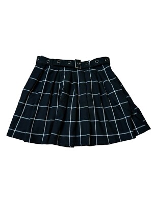 Hot Topic Black Plaid Mini Schoolgirl Skirt w/ Belt Size SM Emo Punk  Steampunk