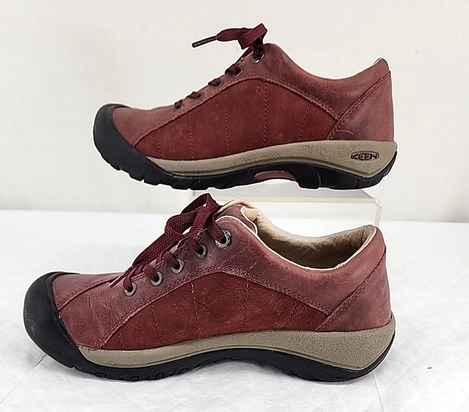 Scarpa KEEN Presidio donna 7 pelle marrone passeggio Oxford piatta 5322 MBRN EU 37 5