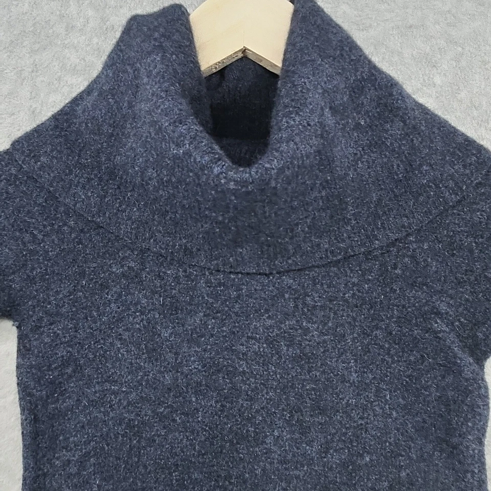 Suéter Tahari Mujer Medio Azul Extra Fino Lana Merino Cuello Alto Acogedor ***** Foto 3 de 4