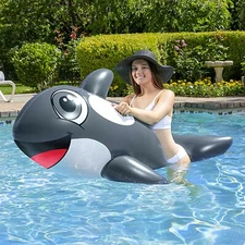 Poolmaster Jumbo Whale Rider Swimming Pool Float - 81770
