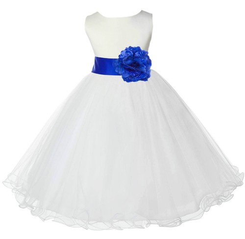 IVORY PEACH BLUE RED MINT CADBURY BLACK YELLOW ORANGE PURPLE FLOWER GIRL DRESS - Picture 12 of 44