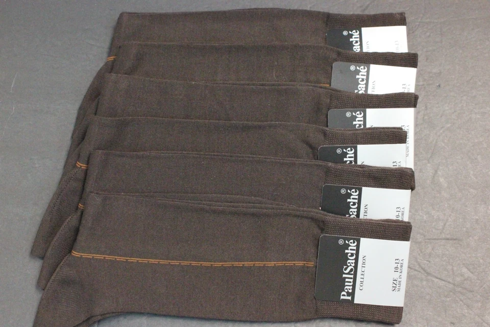 6 PARES CALCETINES HOMBRE VESTIDO Mercerideg Pima Algodón TALLA 10-13 Zapato 8-12 Soli Marrón Foto 3 de 4