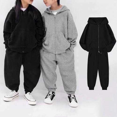 Kids Boys Girls Tracksuit Running Hooded Casual Outfit Excise Sweatshirt Sport - Picture 4 of 27