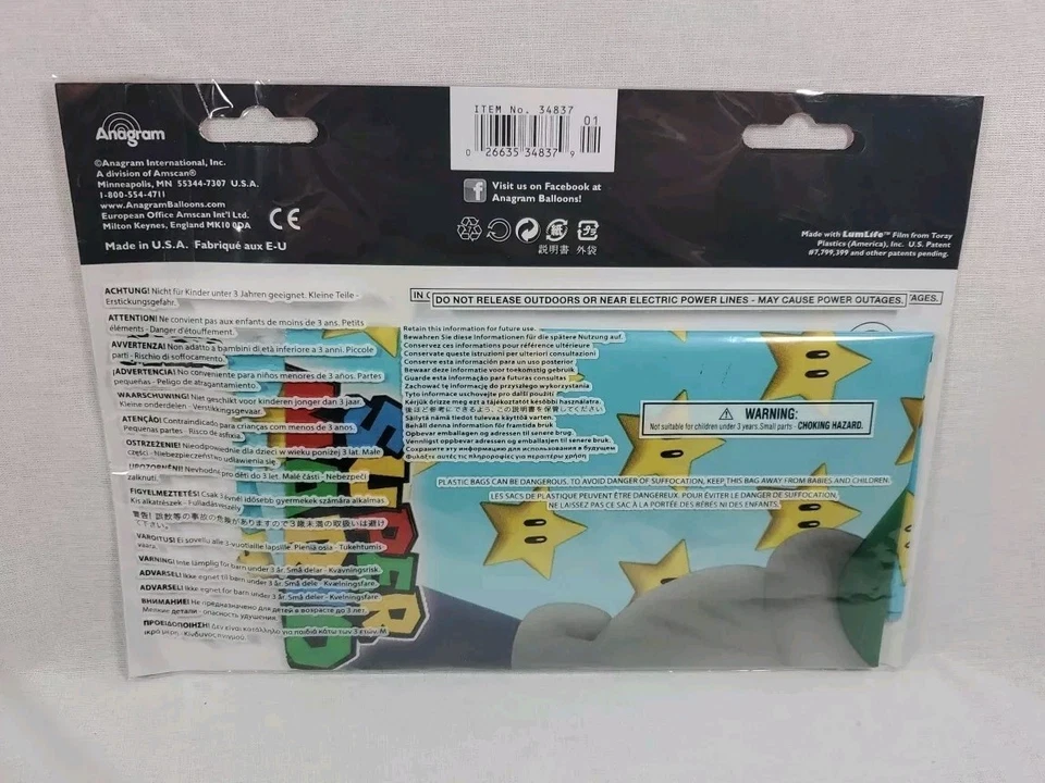 SUPER MARIO PARTY 8 Invitations & Envelopes Birthday Cards+ 1 Luigi Foil Balloon - Image 4 of 4