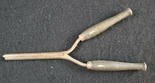 VINTAGE Hair Curling Iron with Wood Handles Spring Loaded
