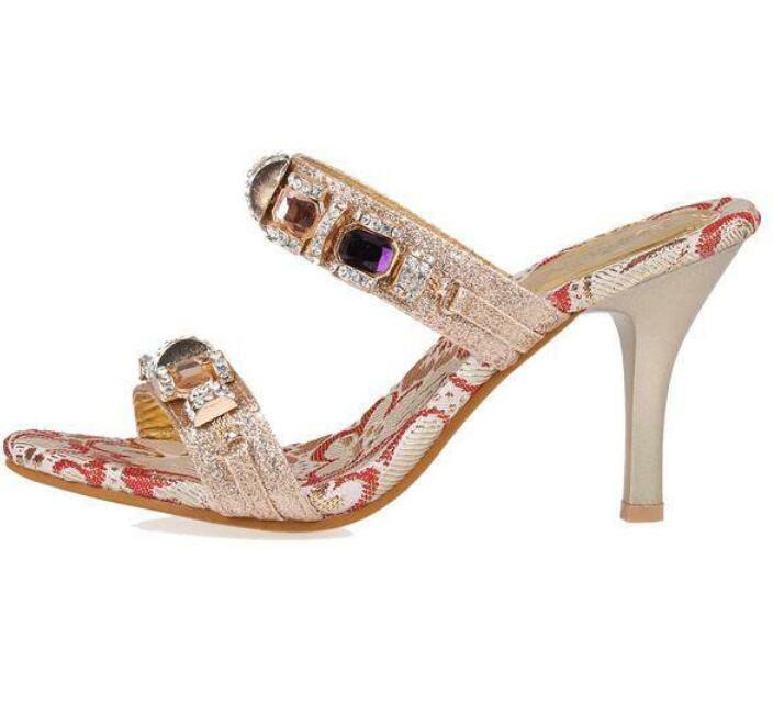 PANTOFOLA D’ORO Scarpe da appuntamento strass donna slingbacks ciabatte décolleté scarpe da festa da donna
