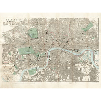 Karte Philip 1881 London Stadt England Plan Karte großer Wandkunstdruck 18 x 24 Zoll
