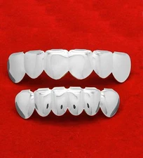Platinum Plated Stainless Steel Hip Hop Teeth Grillz Top Bottom Grills