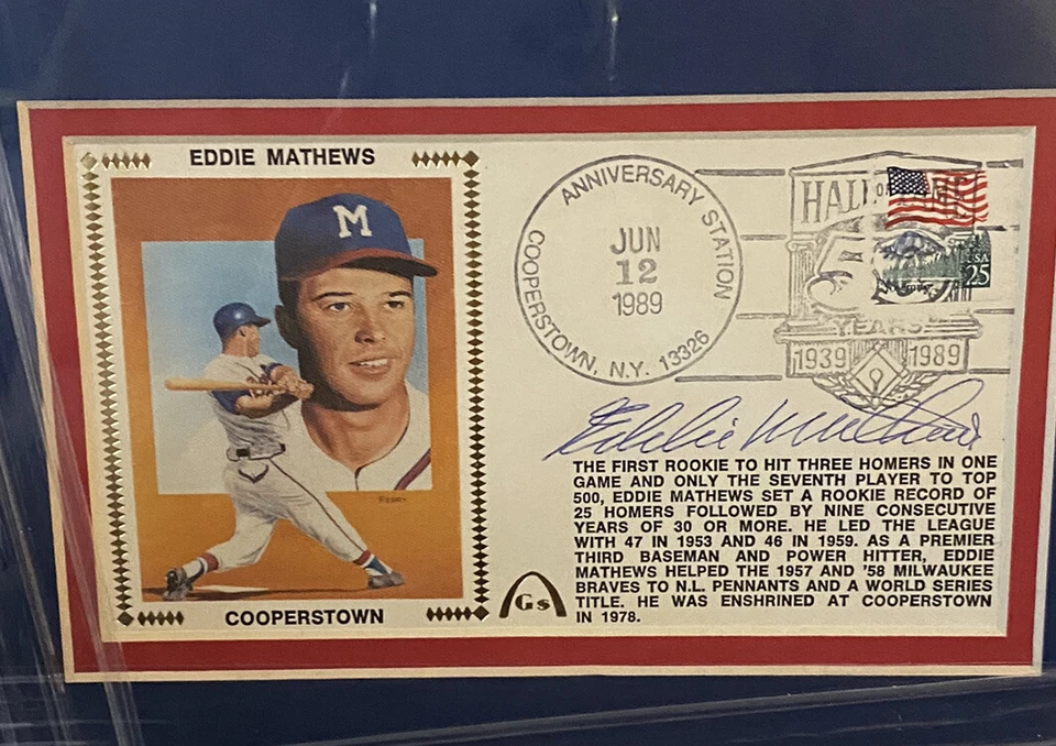 Eddie Matthews signed cachet with SI Custom Framed Ensemble  Jsa Coa. HOF Braves - Image 2 of 4