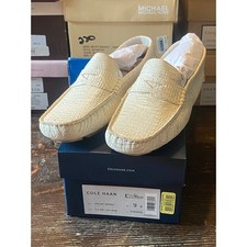 Cole Haan Womens Flats Trillby Driver Penny Loafer Croc Embossed Cream 9B NIB